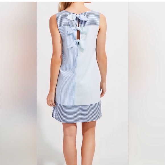 NWT Vineyard Vines Seersucker Colorblock Dress Hydrangea Tie Back Size 8 NEW - Picture 3 of 6